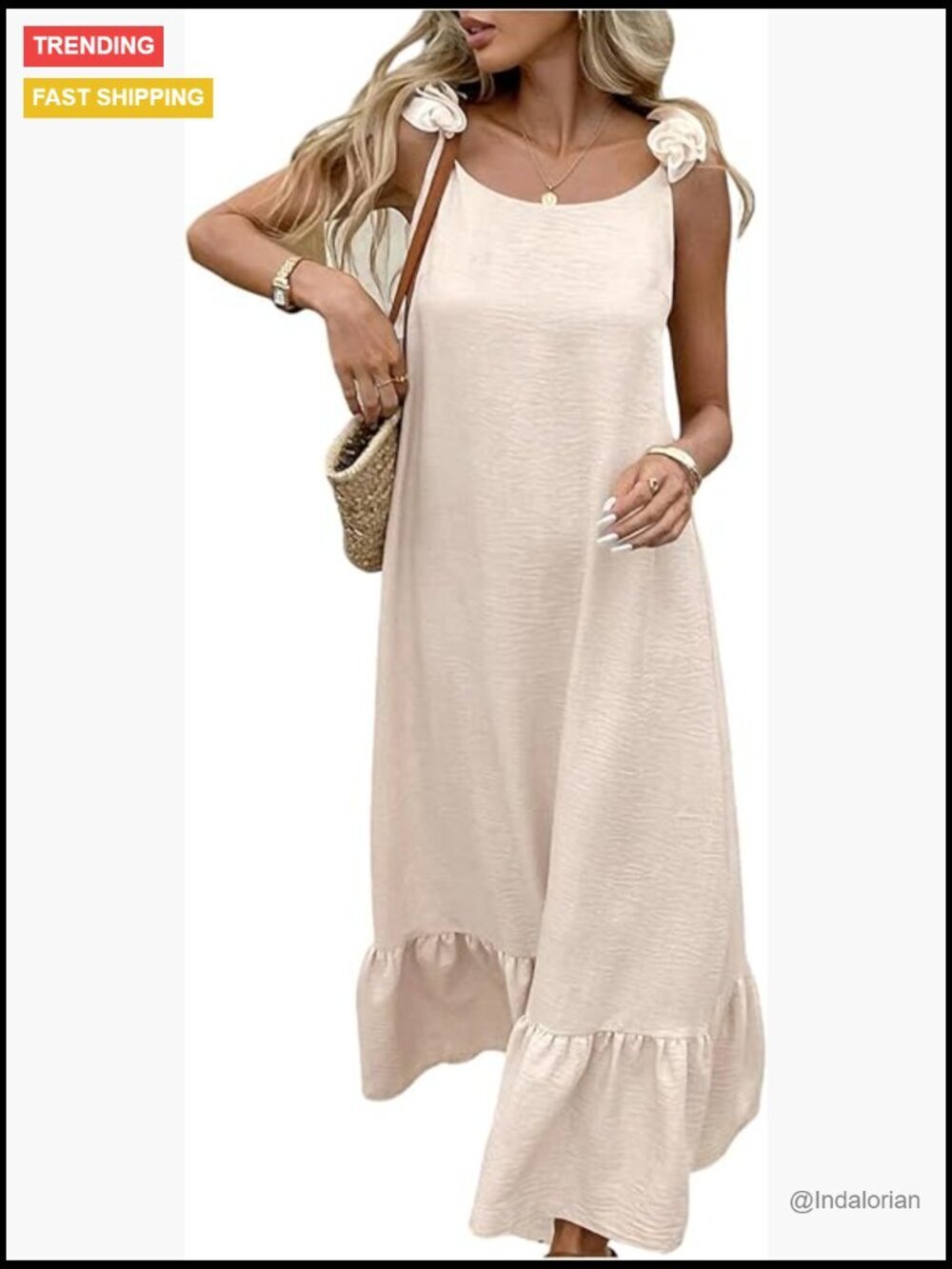 3D Floral Sleeveless Long Dress Tie Back Ruffle Swing Beach Vacation